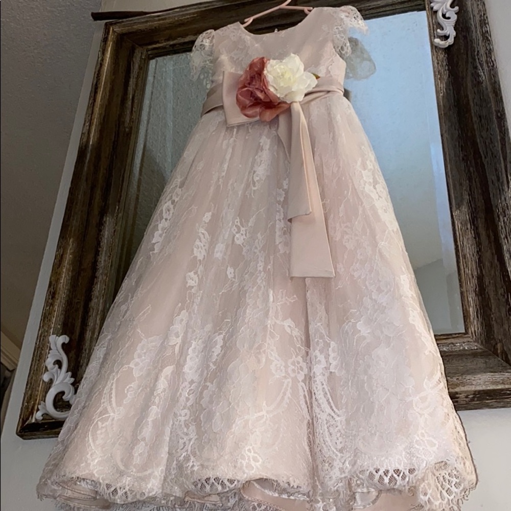 Formal lace cream dress.